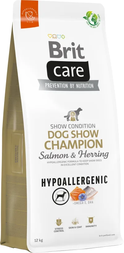 Brit Care Dog Hypoallergenic Dog Show Champion kutyatáp lazaccal és heringgel, 12 kg akció