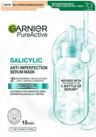 GARNIER Pure Active Salicylic textilmaszk bőrhibák ellen, 1 db akció