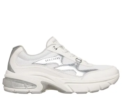Skechers női Shadow - Shiny Wave Shoes cm FEHÉR / EZÜST, Méret 35 akció