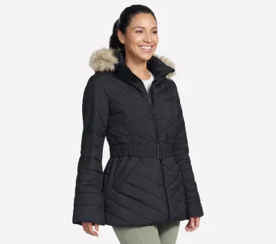 Skechers női On-The-GO GO SHIELD Cozy Fit Belted Parka cm FEKETE, Méret 2XL akció