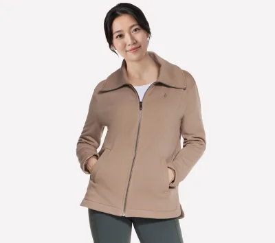 Skechers női GO SNUGGLE Tunic Full Zip Dzseki cm SZÜRKÉSBARNA / BARNA, Méret Nagy akció
