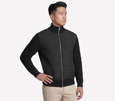 Skechers férfi The Hoodless kapucnis pulóver Cozy Fit Knit Hybrid Dzseki cm FEKETE, Méret 3XL akció