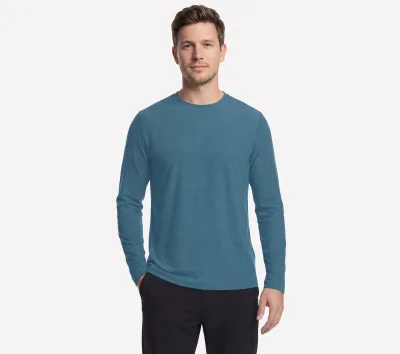 Skechers férfi GO DRI All Day Long Sleeve póló cm SÖTÉTKÉK / SZÜRKE, Méret Nagy akció