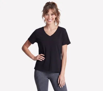 Skechers női Pima V-Neck póló cm FEKETE, Méret XS akció