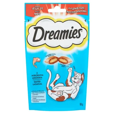 Dreamies jutalomfalat macskák számára lazaccal 60 g akció
