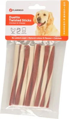 Flamingo Duetto Twisted Sticks - csirkés és sajtos csavart rudak 85 g akció