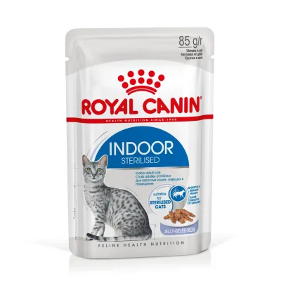 Royal Canin Indoor Sterilised Jelly - lakásban tartott felnőtt macska zselés nedves táp 12 x 85 g akció