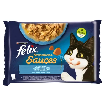 Felix Sensations Sauces Halas Válogatás alaszkai tőkehallal, szardíniával 12 x (4 x 85 g) akció