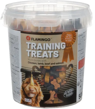 Flamingo Training Snack mini csont alakú jutalomfalat kutyáknak - csirke, bárány, marha, lazac 500 g akció
