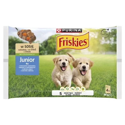 Friskies Junior Multipack szószos kutyaeledel 12 x (4 x 85 g) akció