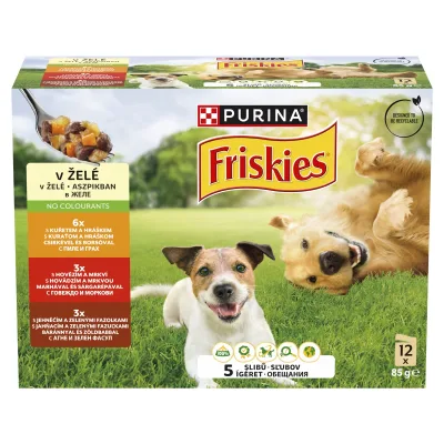 Friskies válogatás nedves kutyaeledel aszpikban 12 x (4 x 85 g) akció