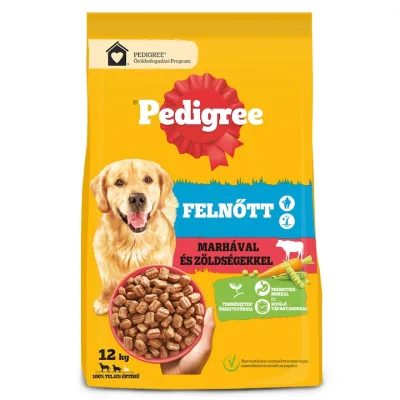 Pedigree Adult száraz kutyatáp - marha, zöldség 12 + 3 kg akció