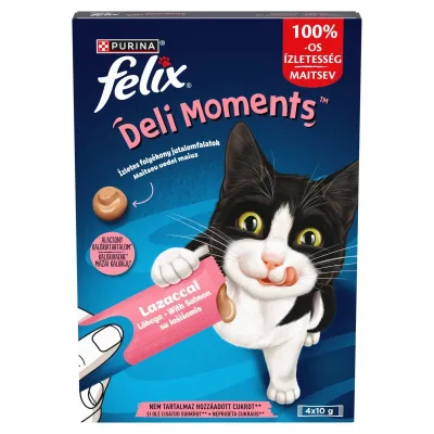 Felix Deli Moments jutalomfalat macskáknak - lazac 4 x 10 g akció