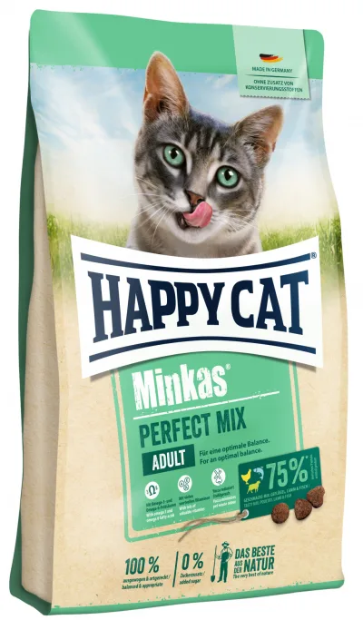 Happy Cat Minkas Perfect Mix - baromfi, hal & bárány 10 kg akció