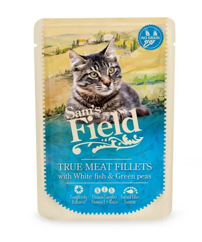 Sam's Field True Meat Fillets - White fish & Green peas alutasakos eledel 85 g akció