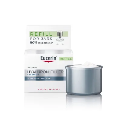 EUCERIN Hyaluron-Filler +3x effect ráncfeltöltő éjszakai arckrém öko-utántöltő (50ml) akció