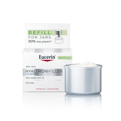 EUCERIN Hyaluron-Filler +3x effect ráncfeltöltő nappali arckrém SPF15 öko-utántöltő (50ml) akció