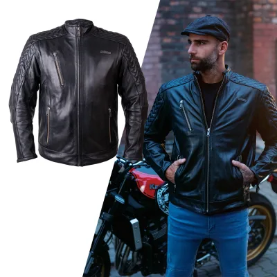 Bőr motoros kabát W-TEC Elcabron fekete XL akció