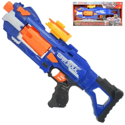 Soft Bullet Gun: Forgótáras manuális szivacslövő fegyver töltényekkel 44cm akció