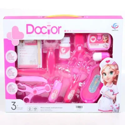 Pink orvosi játékszett ollóval, kórlappal és kiegészítőkkel akció